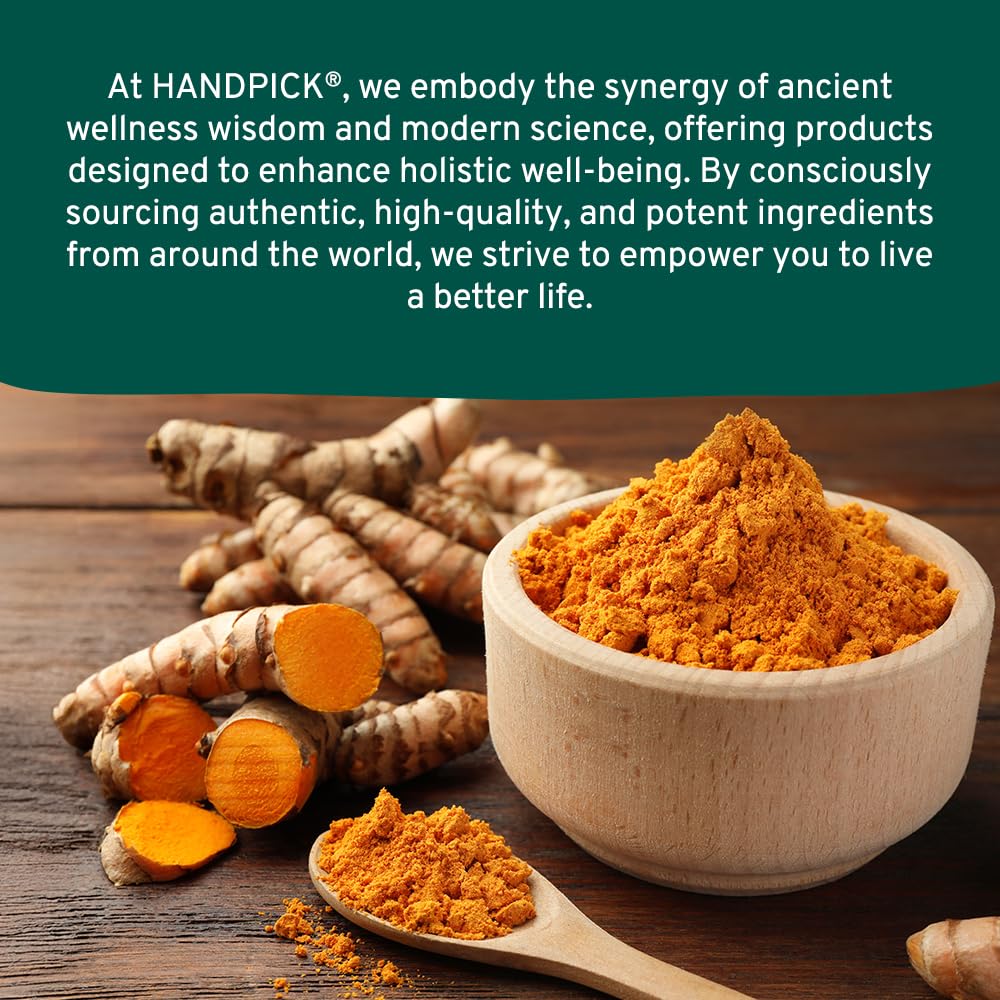 HANDPICK, Organic Turmeric Powder with Curcumin (397g/14oz) Gluten Free | Made from Turmeric Root | Raw Turmeric Powdered from India