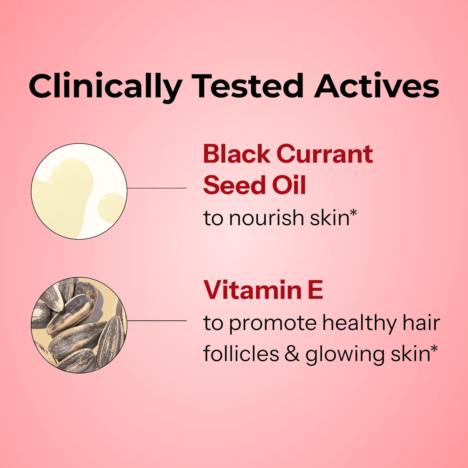 HUM Red Carpet - Skin & Hair Supplement - Black Currant Seed Oil for Glowing Skin & Strong Thicker Hair with Vitamin E & Omegas 3/6 - Hair Growth Vitamins for Women (60-Count)