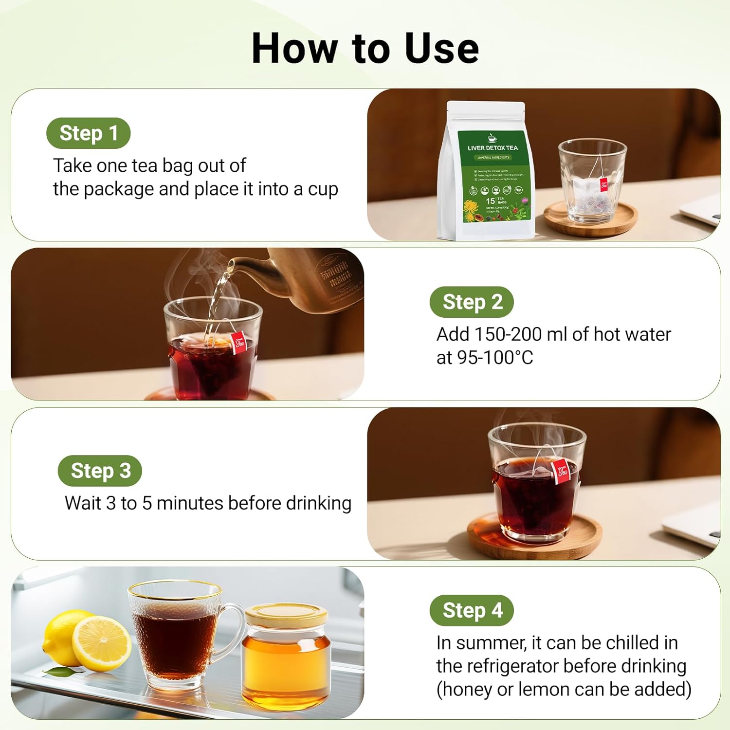 Liver Detox Tea, Chinese Kidney and Liver Cleanse Detox Herbal Tea Support Kidney Healthy Function with 11 Precious Ingredients Formula (15 Bags/1 Pack)