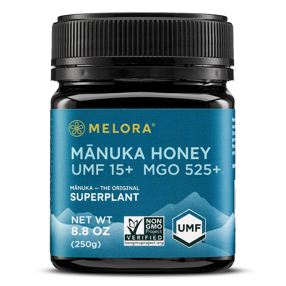 Melora Raw Manuka Honey from New Zealand | UMF 15+ | MGO 525+ | 8.8 Oz Jar | Safe for Skin Care | Edible & Healthy Sugar Alternative | Traceable from Hive to Hand Manuka Honey