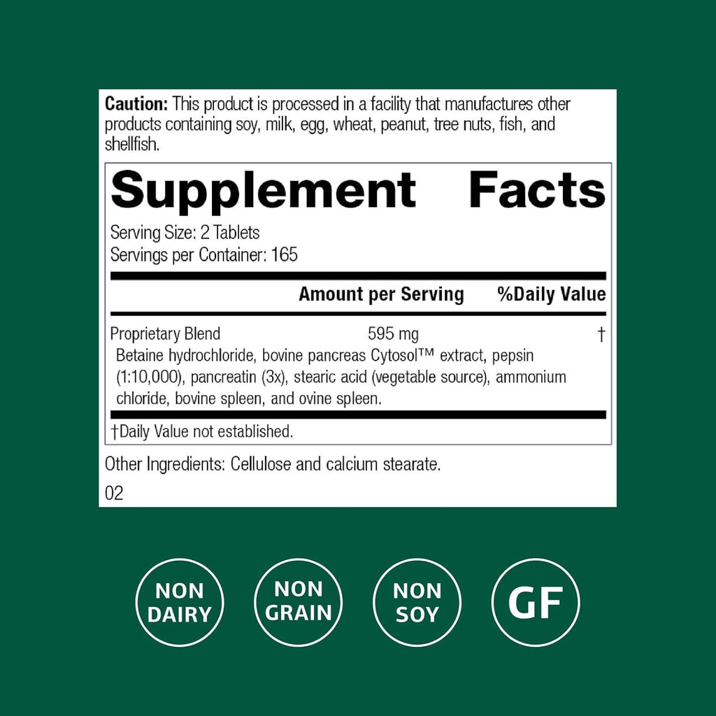 Standard Process Inc. Zypan - Digestive Health Support Supplement - HCI Supplement with Pancreatin, Betaine Hydrochloride & Pepsin - Support Macronutrient Digestion - 330 Tablets