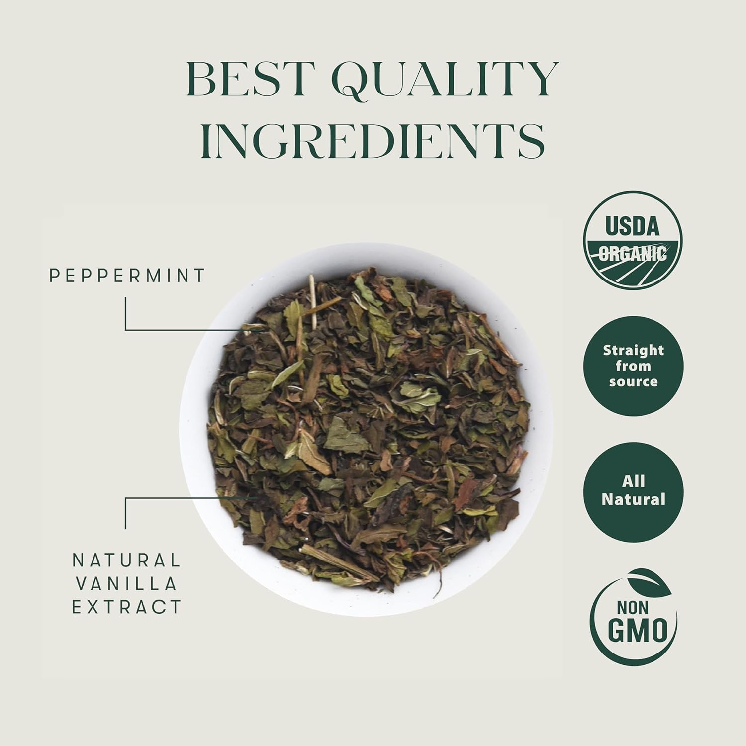 Luxmi Estates - Organic Peppermint Tea with Natural Vanilla Extract - Loose Leaf - 25g (12 Cups) Tea Bags, Limited Fall Tea With the Natural Sweetness of Vanilla, Perppermint Aids Digestion