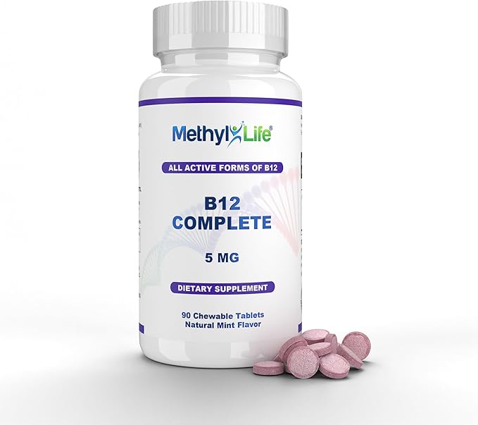 Methyl-Life B12 Complete Professional Strength Active B12 3 Months Supply. Chewables. 2.5 mg Methylcobalamin Methyl, 1.25mg Hydroxy B12 and 1.25 mg Adenosylcobalamin