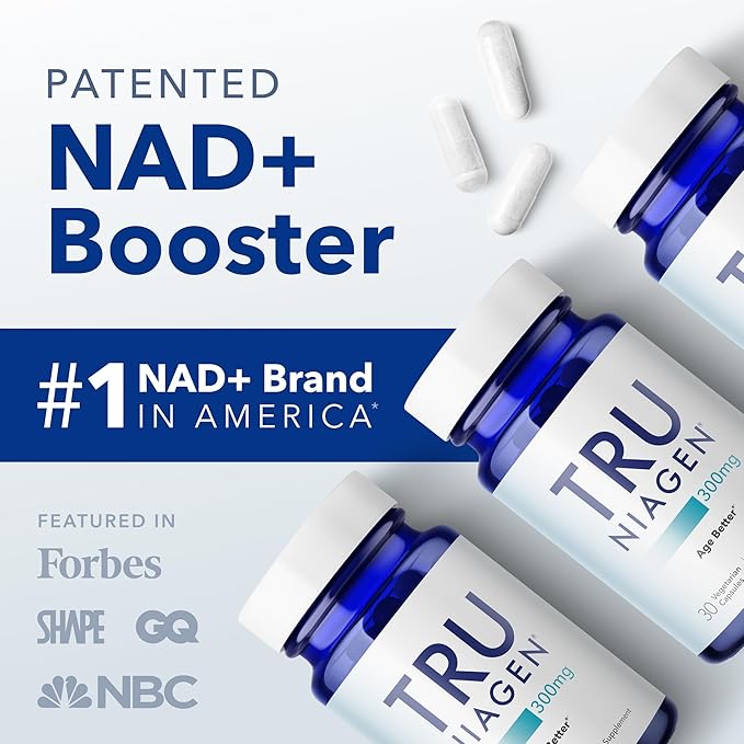 TRU NIAGEN Patented NAD Supplement for Brain Function, Anti Aging & Cell Regeneration, 300mg Niagen, 30 Servings | Supports Cellular Energy, Muscle | Nicotinamide Riboside (NR) Take 1 Daily | 3 Bottle