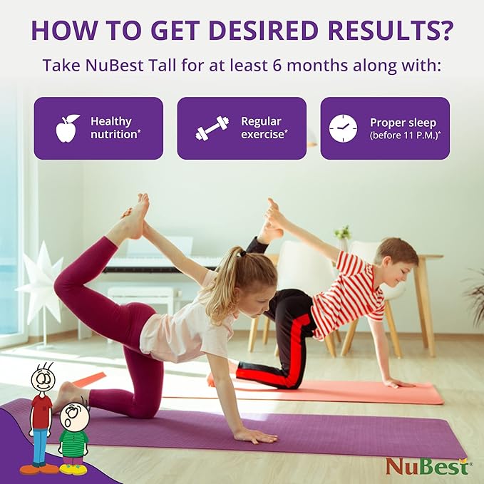 NuBest Tall | Support Bone Strength, Bone Health, Enhanced Immune and Whole Body Wellness with Calcium, Collagen, and Herbs for Ages 5+ & Teens | 60 Capsules