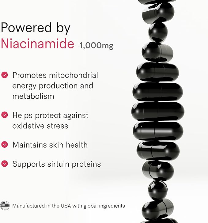 Tally Health NAD+ Supplement – 1000mg Niacinamide | Boosts Cellular Energy, Metabolism & Longevity | Supports Healthy Aging, Skin Hydration & Brain Function | Vegan, Non-GMO, Gluten-Free | 60 Capsules