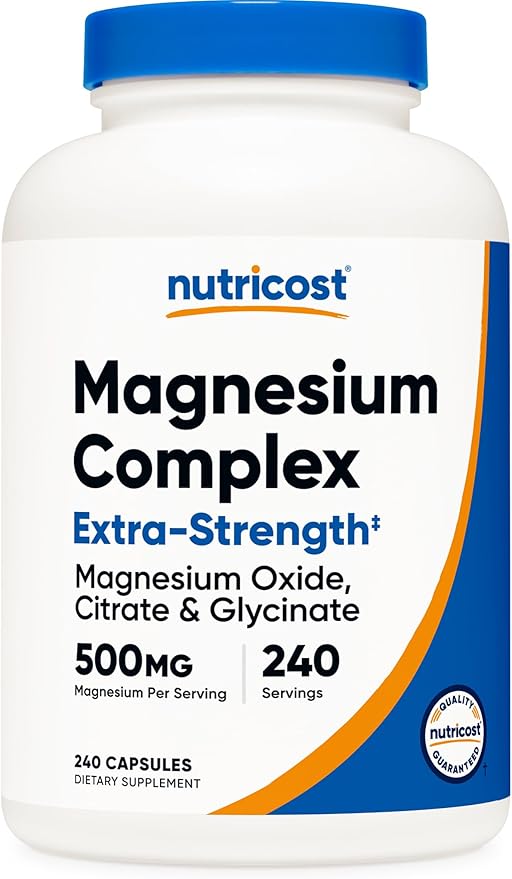 Nutricost Magnesium Complex 500mg, 240 Capsules - Magnesium Oxide, Citrate, and Glycinate - Gluten Free and Non-GMO
