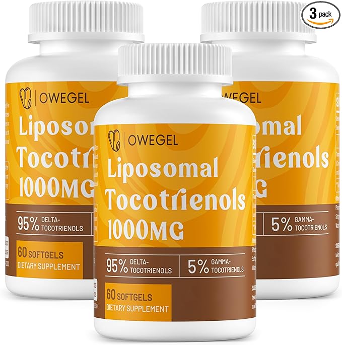Liposomal Tocotrienols 1000mg - High Bioavailability Vitamin E Tocotrienols Supplements,95% Delta & 5% Gamma Tocotrienol Capsules Support Skin,Bone,Antioxidant,180 Softgels