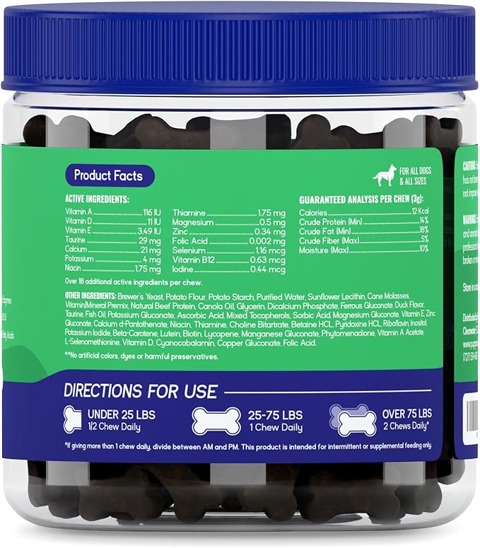 PupGrade Daily Multivitamin for Dogs - All-in-One Supplement for Digestive, Immune, Skin and Coat Health - Probiotic Enzymes, Omega Fish Oil, Vitamins A, C, D & E – 90 Soft Chews