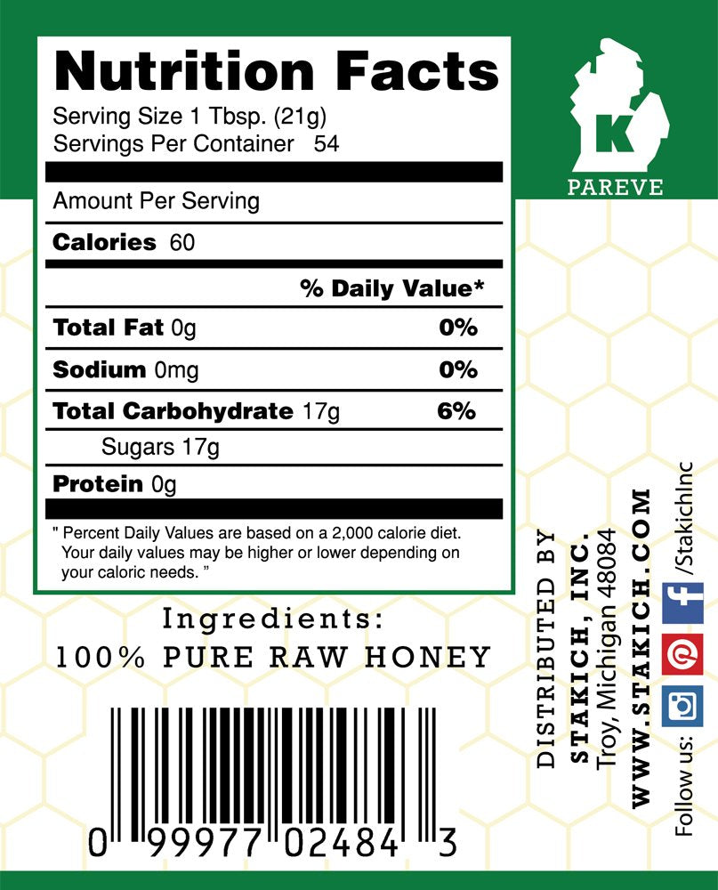 Stakich Buckwheat Antioxidant Raw Honey - Pure, Unprocessed, Unheated, Kosher (40 ounce))