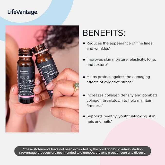 TrueScience Liquid Collagen Drink for Glowing & Firmer Looking Skin, Collagen Peptides Supplement for Women & Men, Anti-Aging, Skin Hydration & Radiance Support, 10 Bottles x 1.7 fl oz