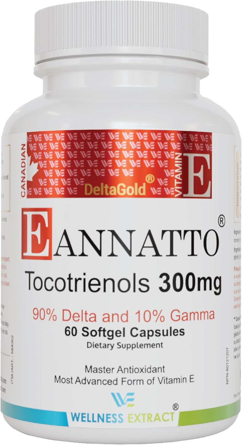 Eannatto Tocotrienols Vitamin E Supplements Tocopherol Free, Supports Immune Health, Non-GMO, Gluten Free & Antioxidant (300MG 60 Softgels)