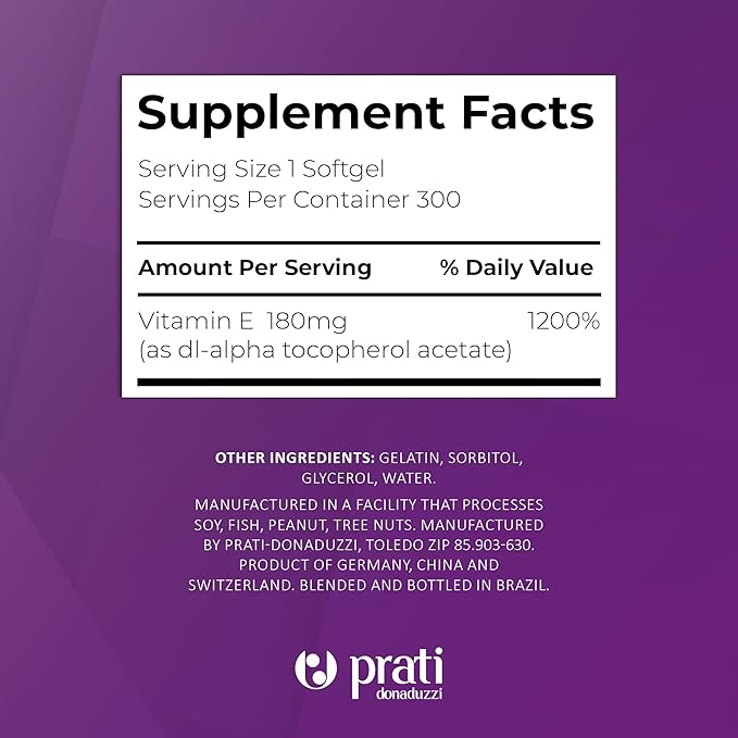 Vitamin E 400 IU – 300 Softgels – Strengthens The Defense System, Combats Free Radicals, and Promotes Healthy Aging – for Adults