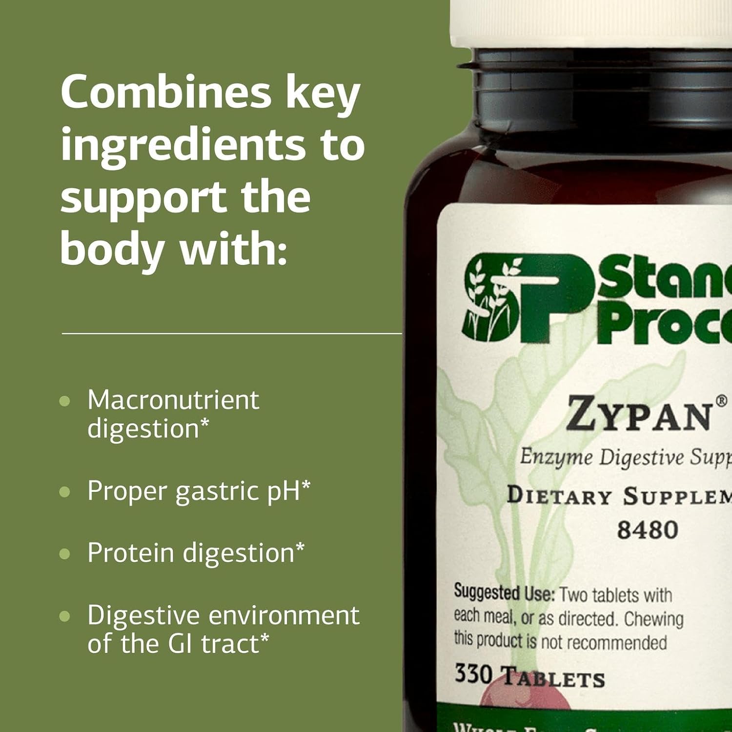 Standard Process Inc. Zypan - Digestive Health Support Supplement - HCI Supplement with Pancreatin, Betaine Hydrochloride & Pepsin - Support Macronutrient Digestion - 330 Tablets