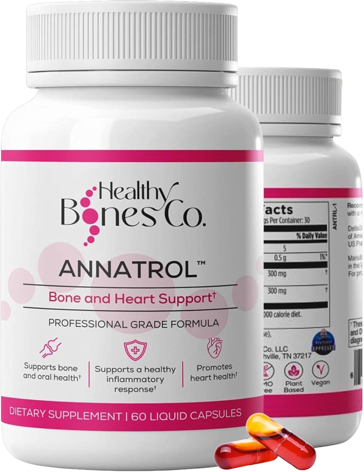 Annatrol Bone Support, Premium Annatto Tocotrienols & Geranylgeraniol (GG) Vitamin E Supplement, 300mg Tocotrienols Vitamin E (DeltaGold Delta + Gamma) 300mg GG-Gold, Helps Promote Bone & Heart Health