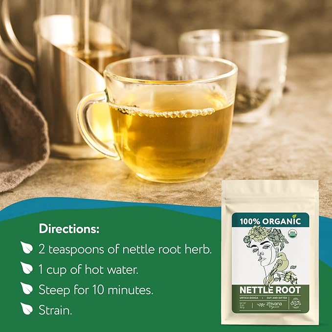 Organic Stinging Nettle Root Tea for Men's Health (4oz.) - Traditionally Used for Male Vitality & Overall Wellness — Make Herbal Infusions, Extracts, Tinctures, Oils — Té de Raíz de Ortiga Supports Prostate Health, Hormonal Balance & Energy - Make Herb...