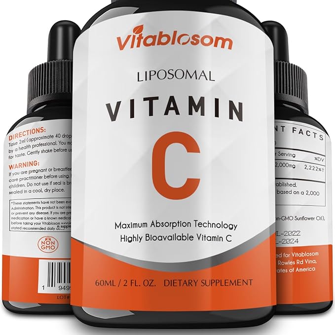 Liposomal Vitamin C 2000mg Liquid for Adults, High Absorption VIT C, Maximize Vitamin C, Immune System & Antioxidant Support, 60ML (1 Bottle)