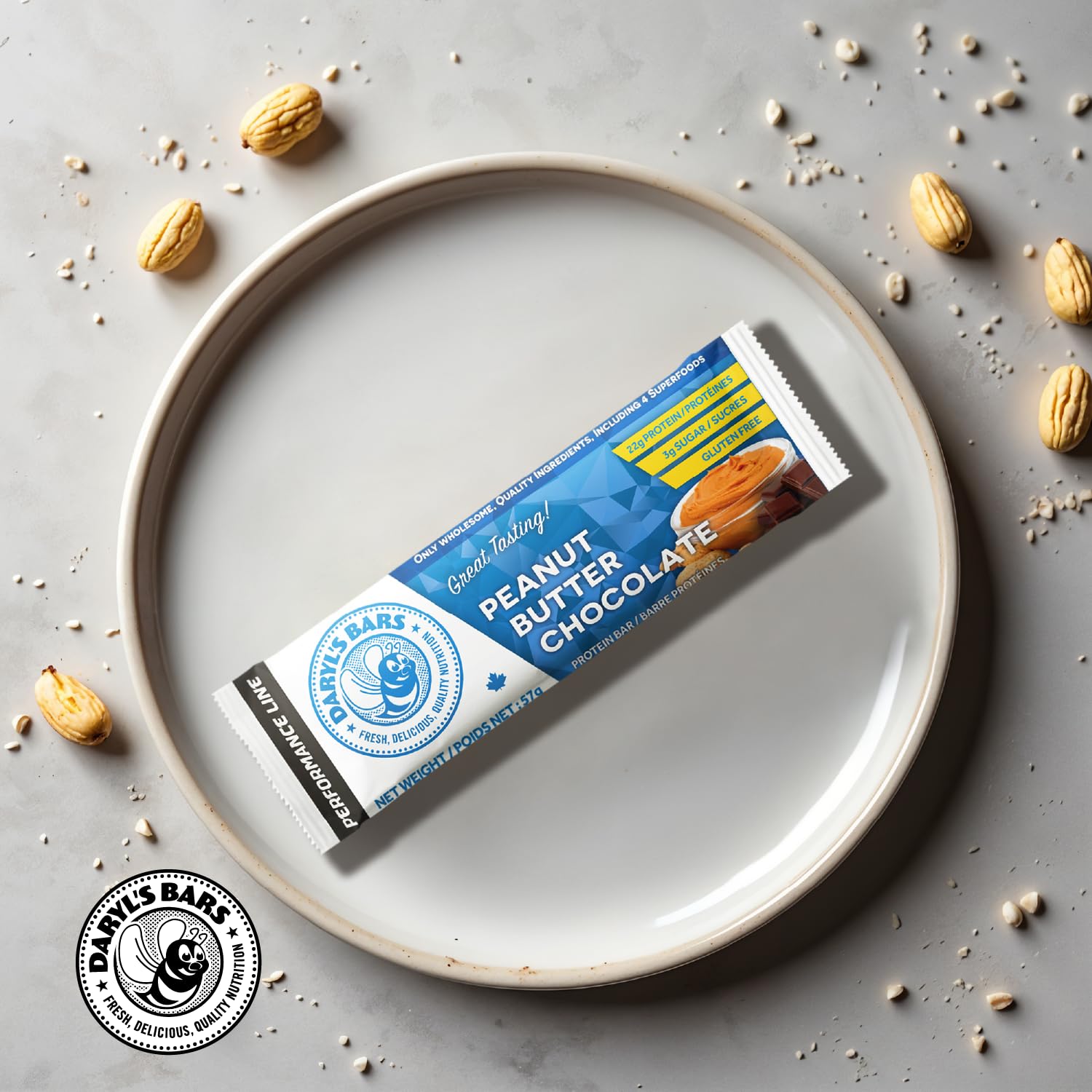 Daryl's Bars Peanut Butter Chocolate On the Go Snack On the Go Whey Protein Bars, Gluten Free, Protein Snack, Meal Replacement, Pack of 2