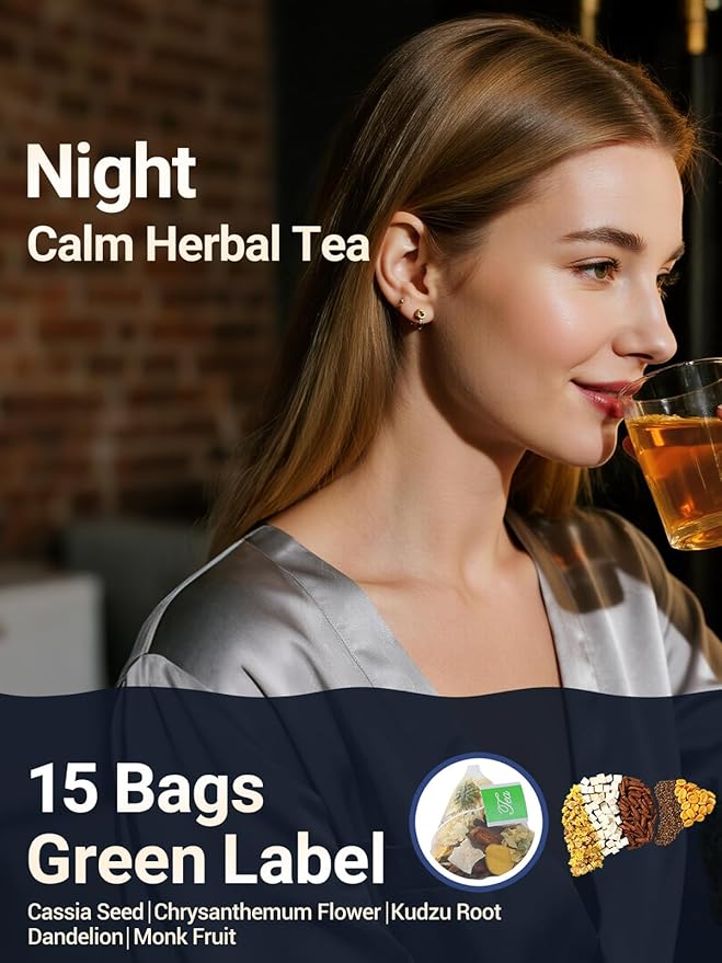 Ginseng Six Treasures Tea - 30 Bags (15 Day + 15 Night), The Daily Glow Duo: Energy & Beauty Tea, Caffeine-Free, Pure Herbal Blend with 10 Traditional Chinese Herbs, Gentle Energy & Focus for Women