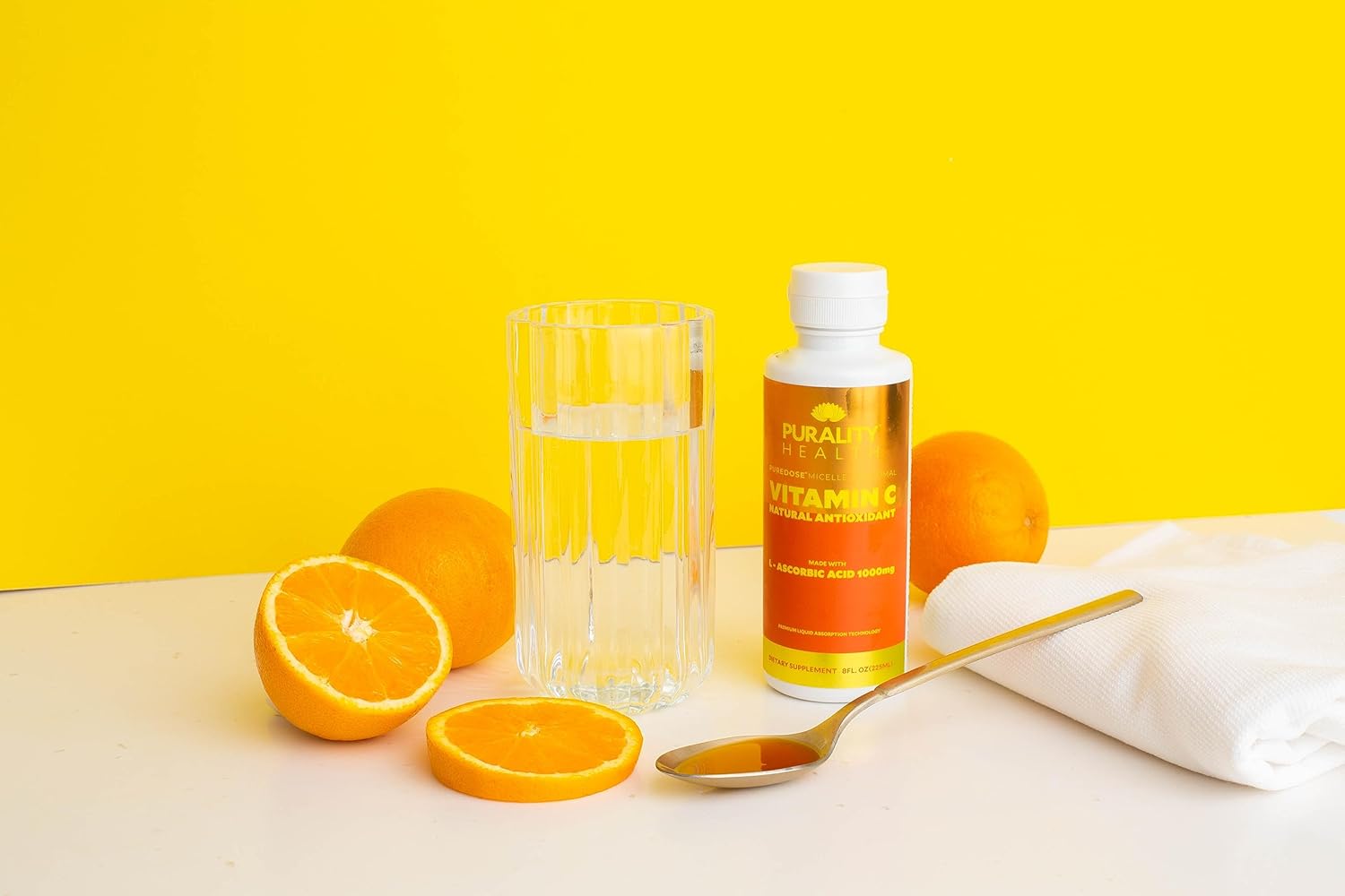 Vitamin C Liquid Supplement 1000mg per Serving, Micelle Liposomal Enhanced Absorption, Non-GMO, Gluten Free, Vegan, 15 Day Supply