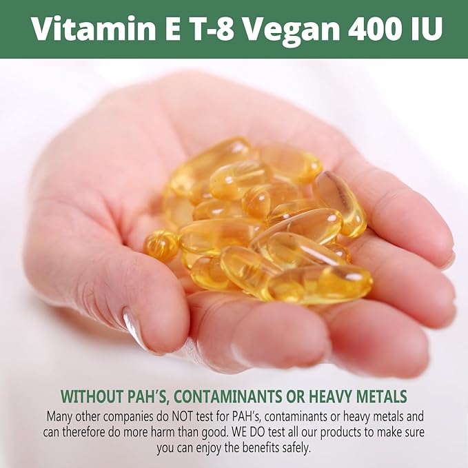 Vitamin E - All 8 Tocopherols + Tocotrienols 400 IU Vegan - Alpha Tocopherol/Tocotrienol + Beta Tocopherol/Tocotrienol + Gamma Tocopherol/Tocotrienol + Delta Tocopherol/Tocotrienol (180)
