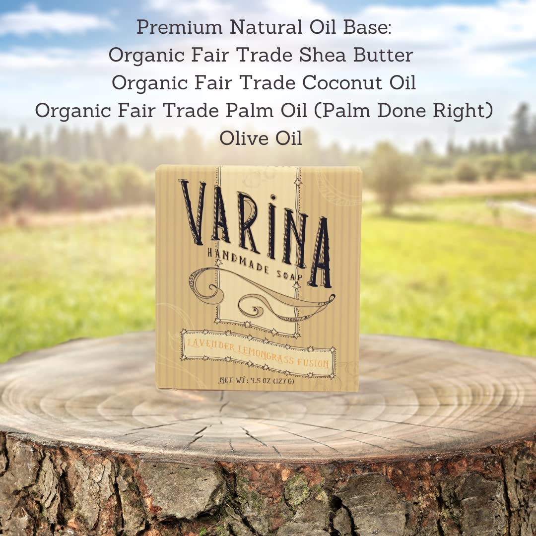 Varina Natural Lavender Fusion Bar Soap - Gentle Cleansing for Sensitive Skin, Herbal and Mint - 3 Pack