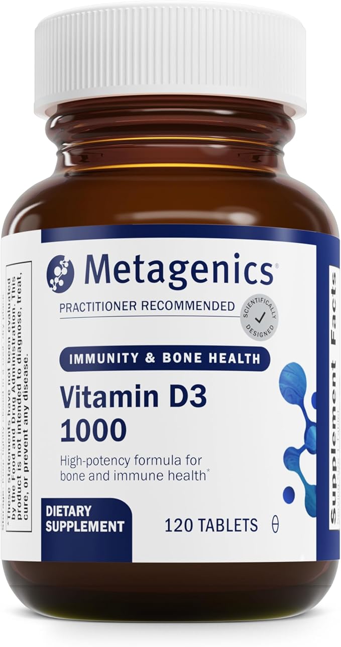 Metagenics Vitamin D3 1000 IU - Vitamin D Supplement for Healthy Bone Formation, Cardiovascular Health, and Immune Support - 120 Count