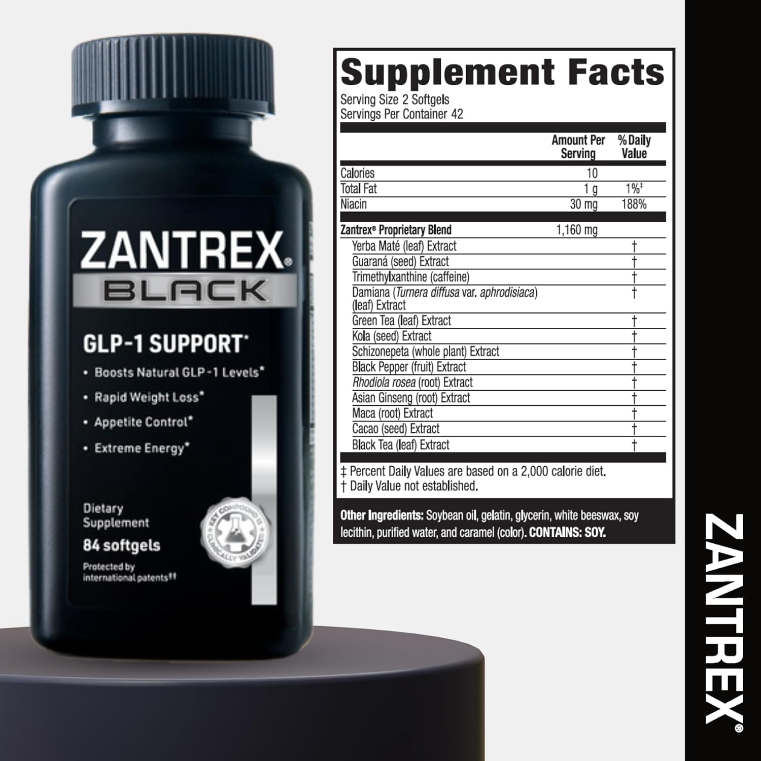 Zantrex Black – Naturally Boost GLP-1 & Metabolism Support | Appetite Suppressant, Thermogenic Energy, Weight Loss Formula | 84 Pills