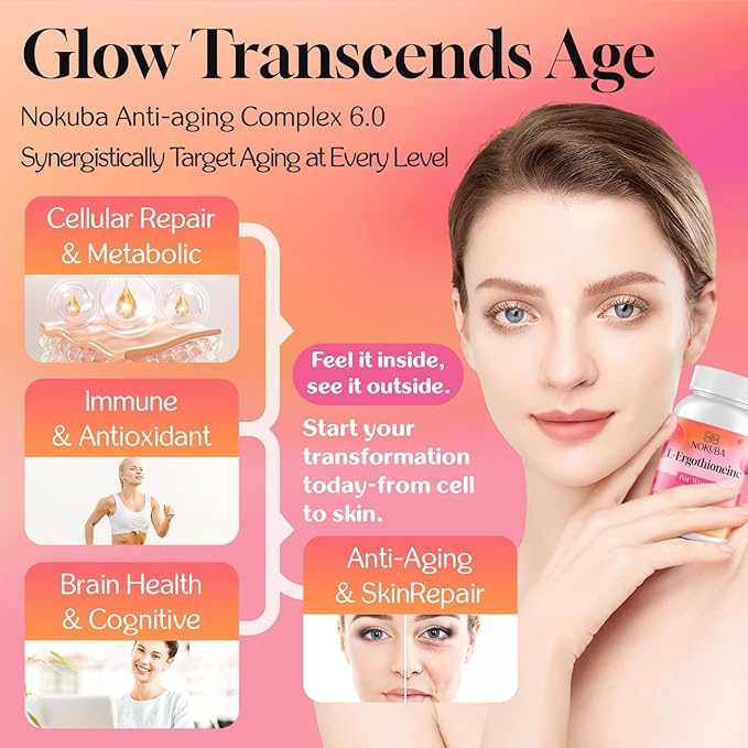 L-Ergothioneine with Collagen Peptides, Hyaluronic Acid | 2X Antioxidant of Glutathione | 11-in-1 Mushrooms Supplement for Women | Skin, Brain, Immune, Cognitive Support | 120 Capsules