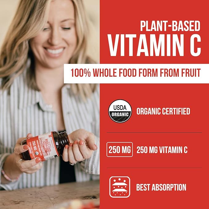 Organic Vitamin C | Whole Food Vitamin C from Fruit Plus Absorption Enhancing Cofactors - Vegan, Enhanced Bioavailability - Immune Support, Antioxidant, Total Health (90 Servings) - 3-Pack