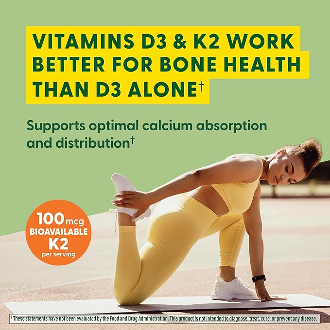 MegaFood Vitamin D3 K2 Gummies - Vitamin D 5000 IU for Bone & Immune Health Plus Support for Optimal Calcium Absorption - Peach Flavor, Pectin Based - 60 Vegetarian D3 and K2 Supplements, 30 Servings