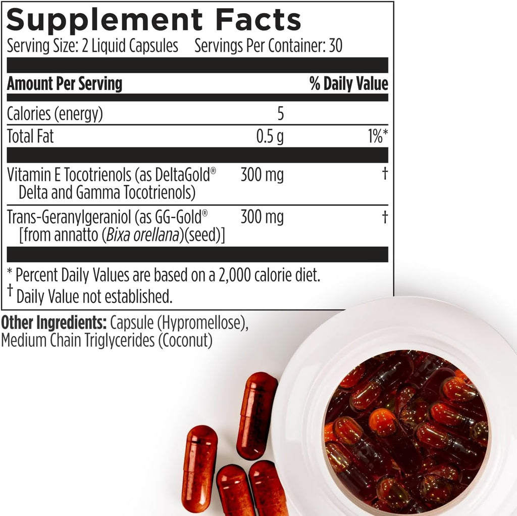 Annatrol Bone Support, Premium Annatto Tocotrienols & Geranylgeraniol (GG) Vitamin E Supplement, 300mg Tocotrienols Vitamin E (DeltaGold Delta + Gamma) 300mg GG-Gold, Helps Promote Bone & Heart Health