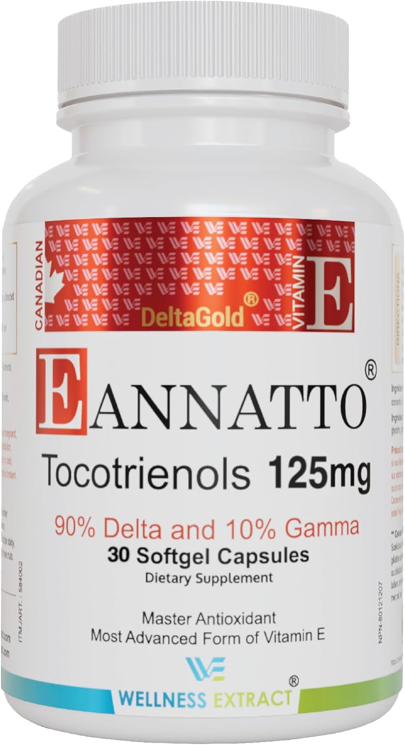Eannatto Tocotrienols Vitamin E Supplements Tocopherol Free, Supports Immune Health, Non-GMO, Gluten Free & Antioxidant (125MG 30 Softgels)