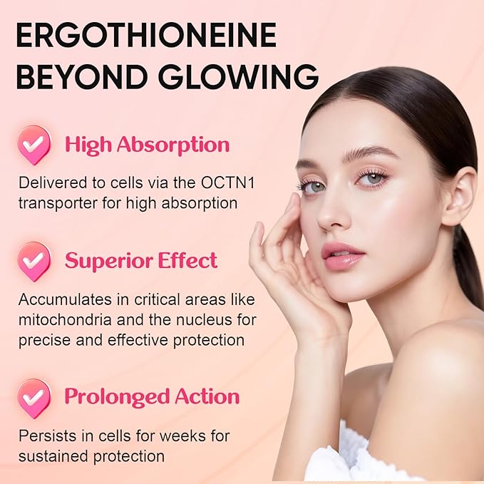 L-Ergothioneine with Collagen Peptides, Hyaluronic Acid | 2X Antioxidant of Glutathione | 11-in-1 Collagen Supplement for Women | Skin, Brain, Immune, Cognitive Support | 60 Capsules