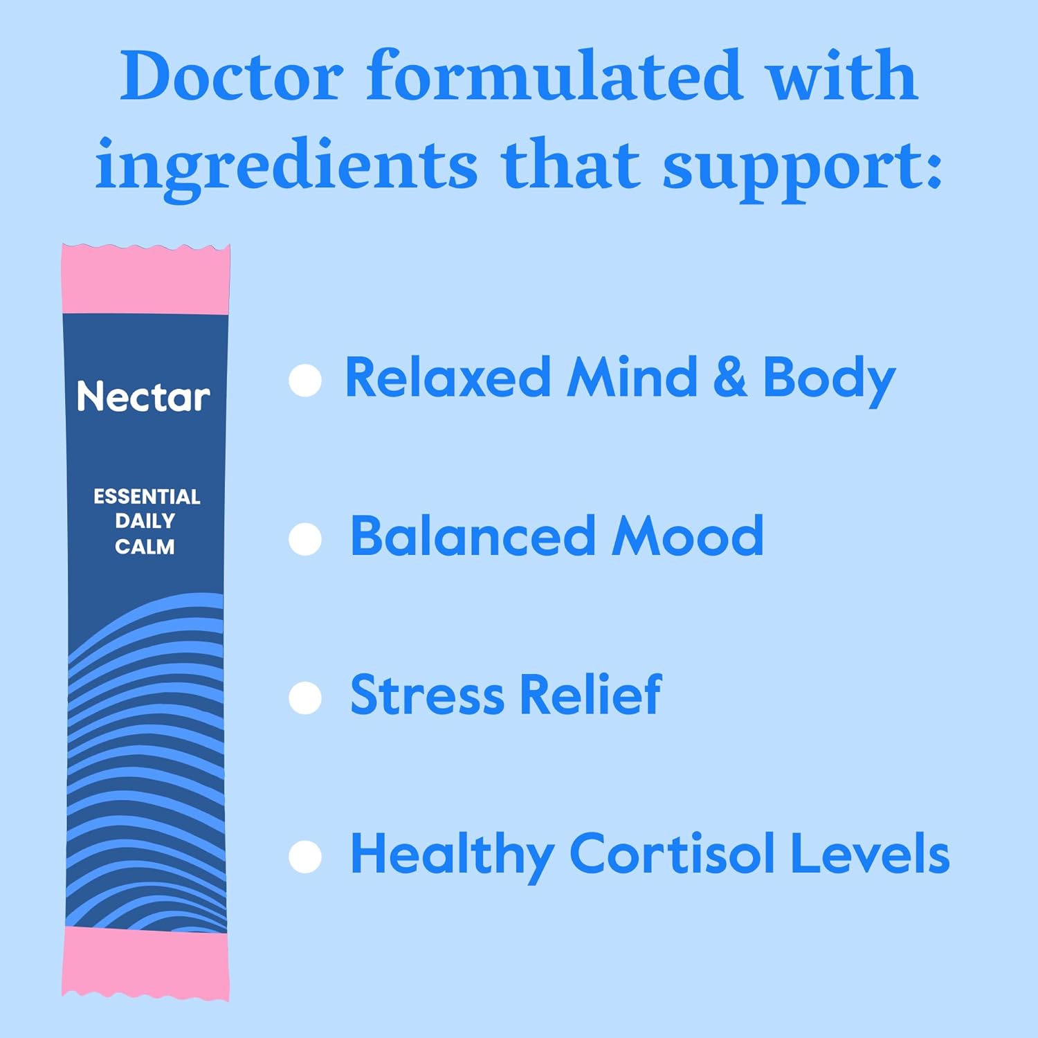 Nectar Calm Magnesium Glycinate Drink Mix - Sugar Free & Zero Calorie - with Organic Ashwagandha, Vitamin D, L-Theanine, Hydrating Electrolytes - Relax, Focus & Calm - Non-GMO (Lemon 30 Sticks)