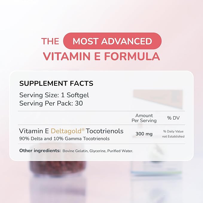 WELLNESS EXTRACT Eannatto Tocotrienols Vitamin E Supplements Tocopherol Free, Supports Immune Health, Non-GMO, Gluten Free & Antioxidant 300mg 30 Softgels (Pack of 2)