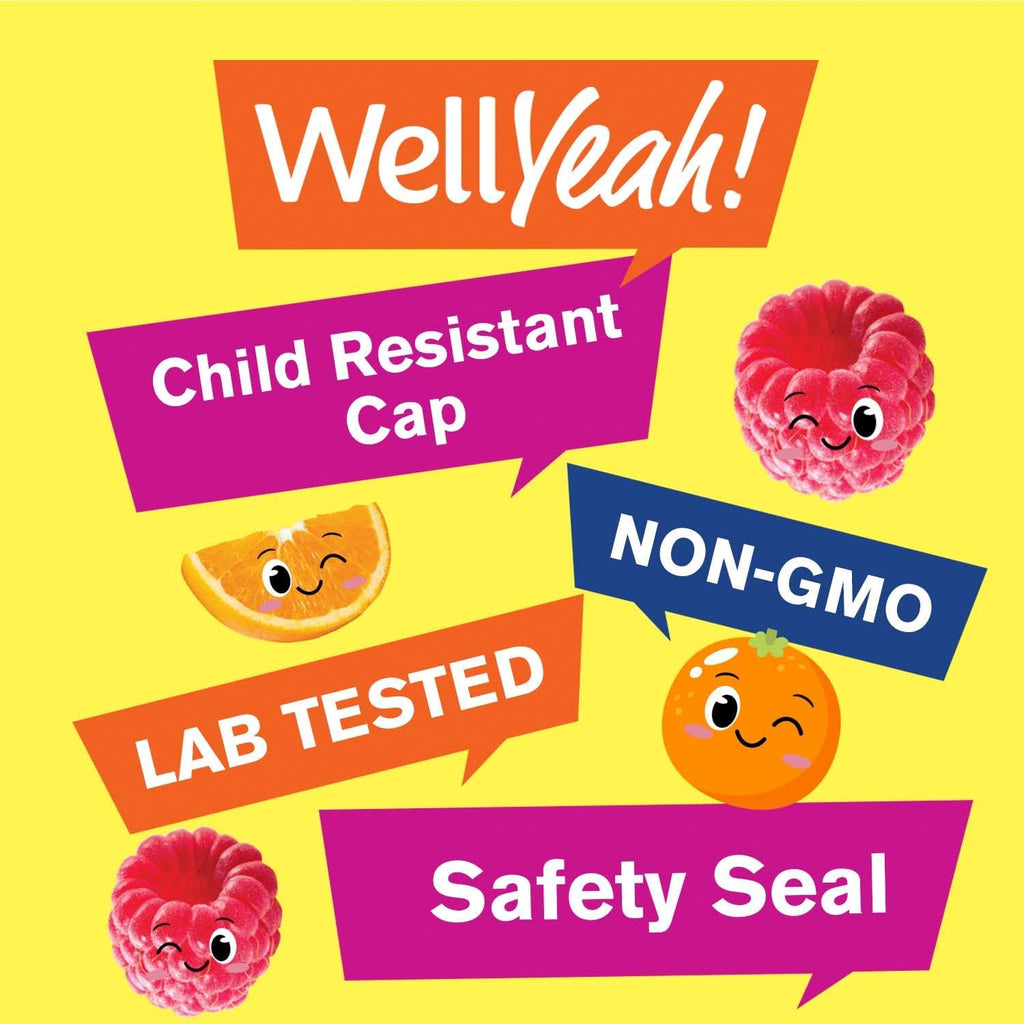 WellYeah Calcium 500mg + Vitamin D3 1000 IU (25 mcg) Gummies for Kids - Bone Health and Muscle Supprt, Immune Support Gummy, Non GMO, Gluten Free, Mix Fruit Flavors - 60 Gummies