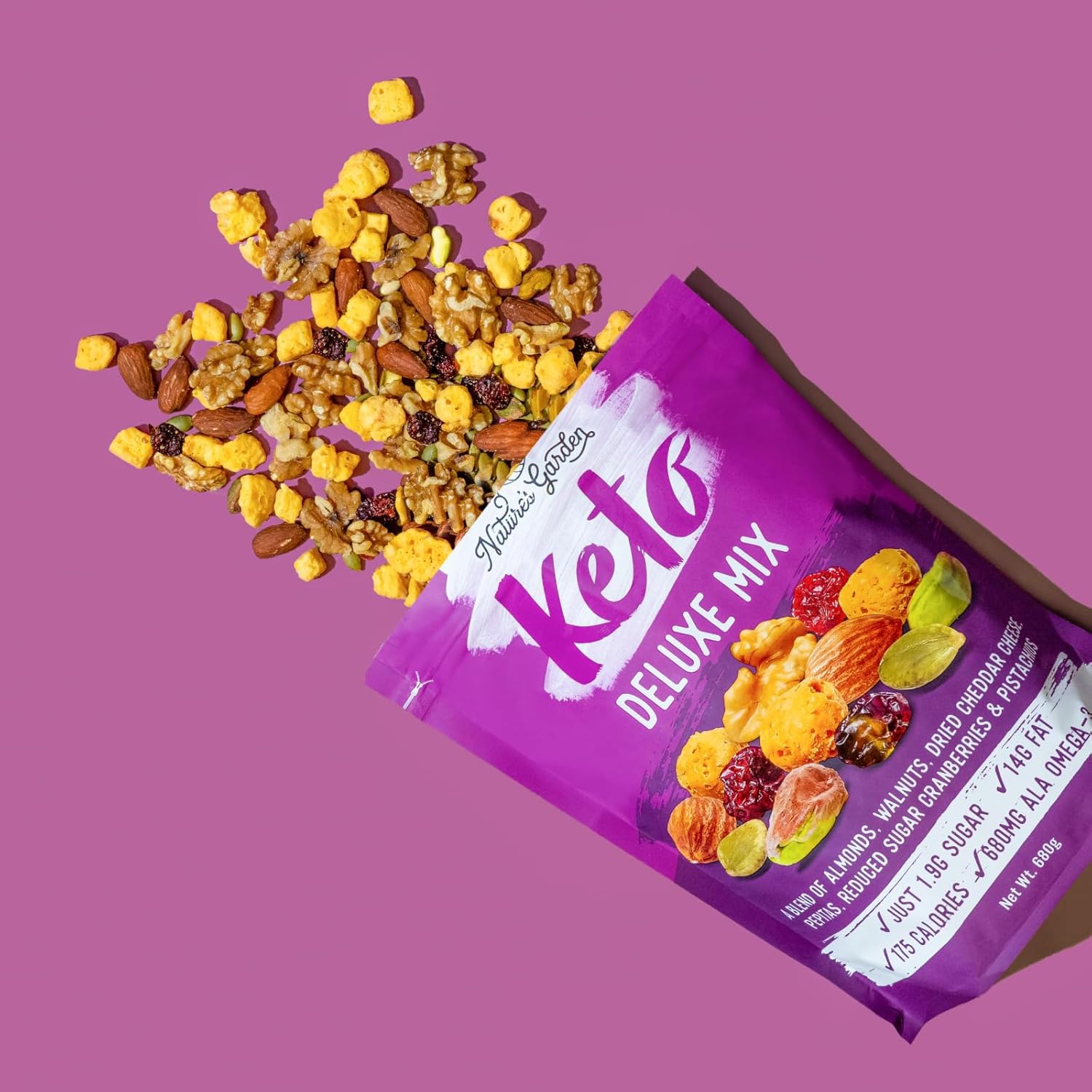 Nature’s Garden Keto Deluxe Mix – Probiotic Cheese Balls, Crunchy Keto Snack, Unsalted Mixed Nuts, Deluxe Mixed Nuts, Keto Snack Mix, All Natural, Heart Healthy Nuts – 24 Oz Bag (Pack of 1)