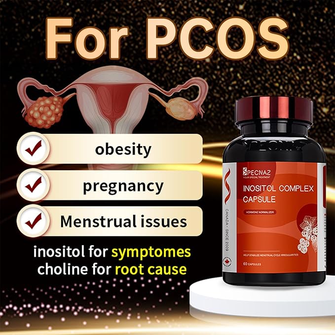 Inositol and Choline Supplement – Women's Nutrition, with Folic Acid – Supports Healthy Hormone Balance, Regular Menstrual Cycles, and Ovarian Health, for reproductive Health – 60 Capsules