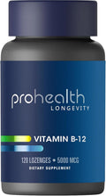 ProHealth Longevity Vitamin B12 Metabolism and Methylation Support. Enhance Energy, Brain and Mood. Potent Methyl Donor Nutrient to Promote DNA Repair. 5,000 mcg Per Serving, 120 Lozenges