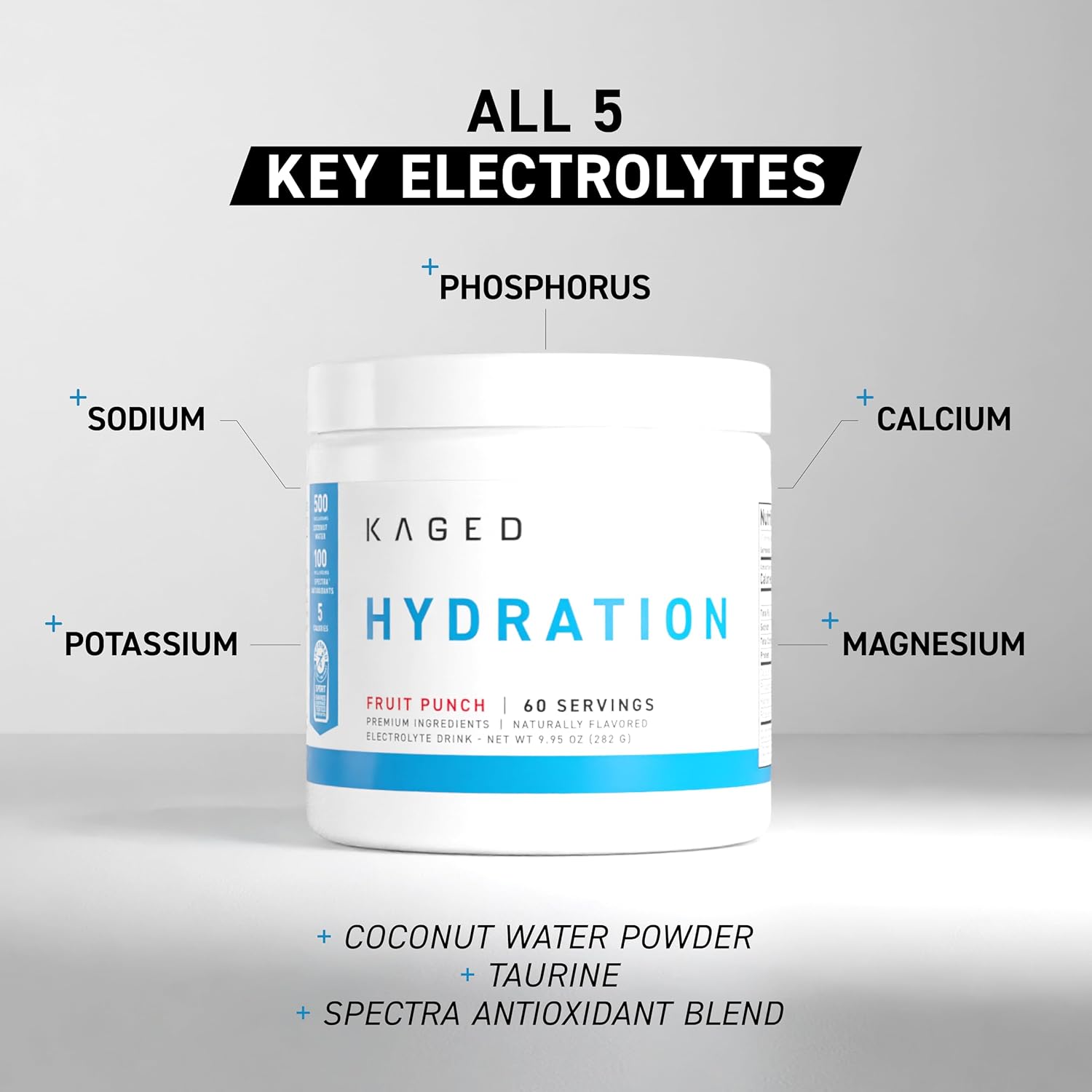 Kaged Hydration Drink Mix | Sugar Free | Tastes Amazing | 5 Key Electrolytes, 60 Servings