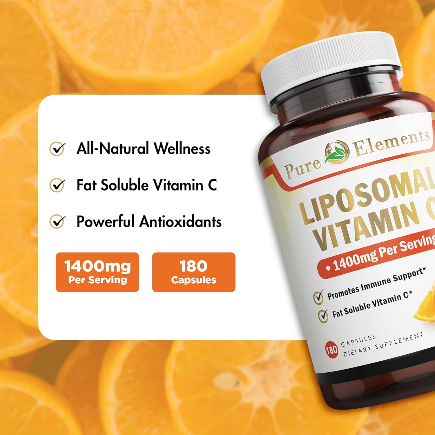 Liposomal Vitamin C Dietary Supplement, Capsules Non GMO, Soy Free, Gluten Free