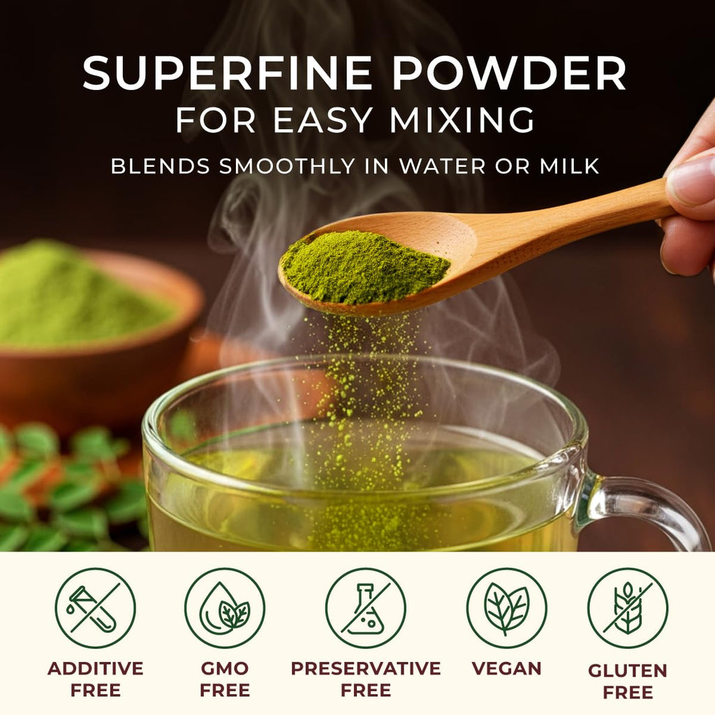 Gya Tea Co Moringa Powder 1.1lb (17.64 Oz) – 100% Pure & Tasty Moringa Oleifera Leaf Powder – Superfood for Smoothies, Drinks, Tea, Recipes – Great For Overall Wellness – Non GMO, Gluten Free, Vegan