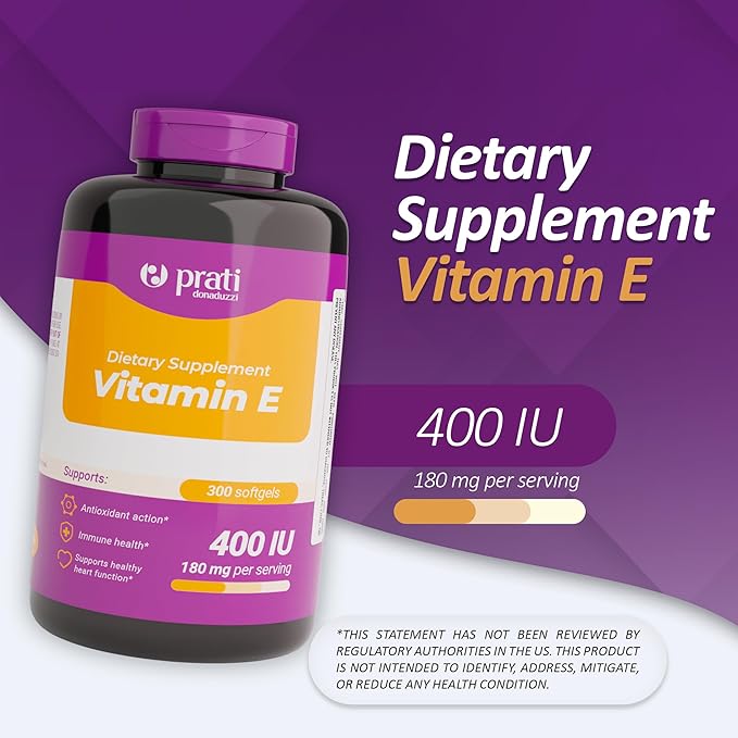 Vitamin E 400 IU – 300 Softgels – Strengthens The Defense System, Combats Free Radicals, and Promotes Healthy Aging – for Adults