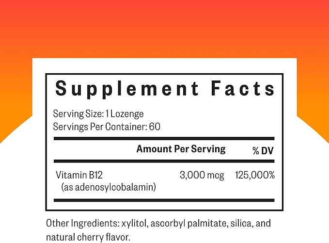 Seeking Health Adeno B12 - Vitamin B Supplement to Support Energy and Brain Health - Adenosylcobalamin Energy Supplement - 3000 mcg, 60 Lozenges