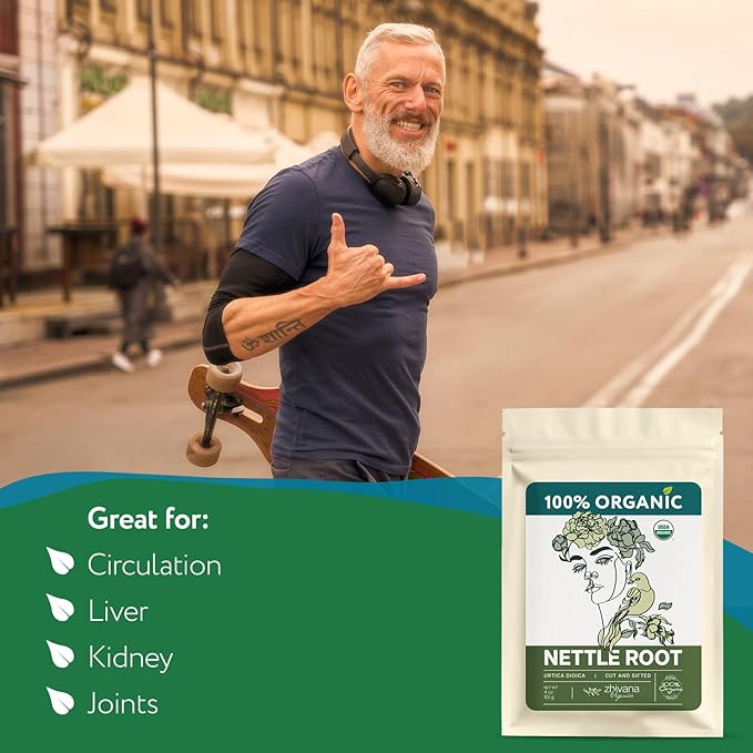 Organic Stinging Nettle Root Tea for Men's Health (4oz.) - Traditionally Used for Male Vitality & Overall Wellness — Make Herbal Infusions, Extracts, Tinctures, Oils — Té de Raíz de Ortiga Supports Prostate Health, Hormonal Balance & Energy - Make Herb...