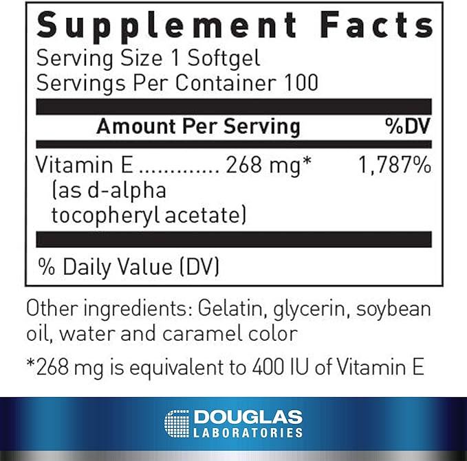 Douglas Laboratories E-400 | Vitamin E for Antioxidant Protection and Cardiovascular Support | 100 Capsules