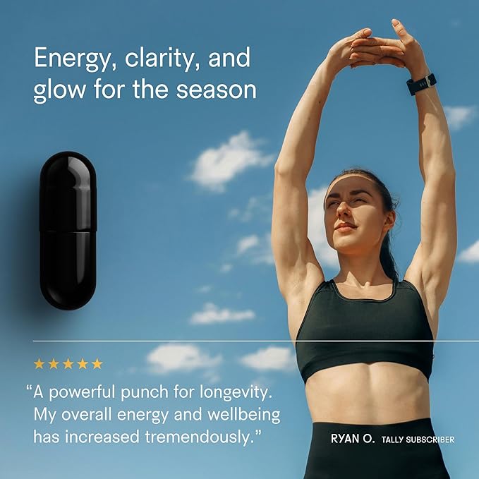 Tally Health NAD+ Supplement – 1000mg Niacinamide | Boosts Cellular Energy, Metabolism & Longevity | Supports Healthy Aging, Skin Hydration & Brain Function | Vegan, Non-GMO, Gluten-Free | 60 Capsules