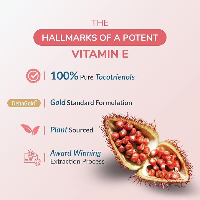 WELLNESS EXTRACT Eannatto Tocotrienols Vitamin E Supplements Tocopherol Free, Non-GMO, Gluten Free & Antioxidant 125mg 30 Softgels (Pack of 2)