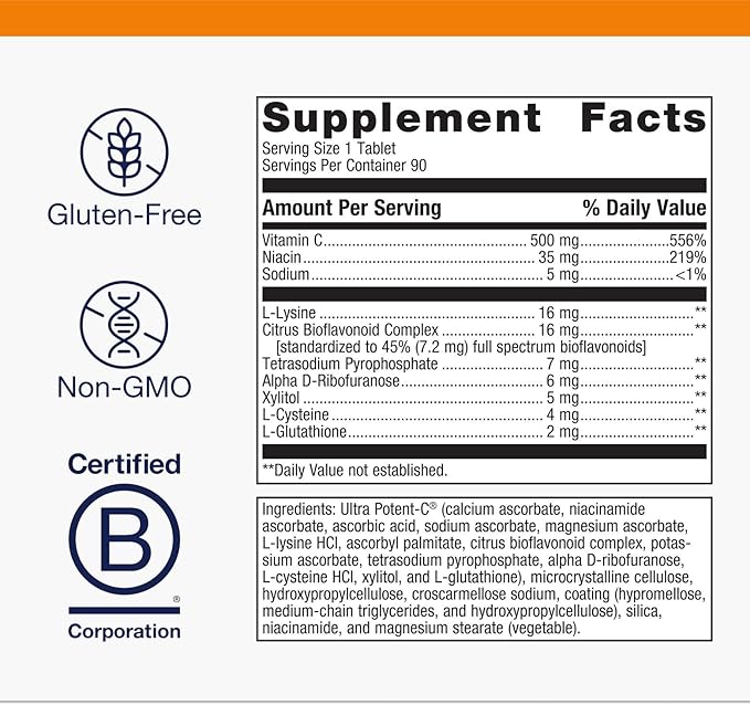 Metagenics Ultra Potent-C 500 - Buffered Vitamin C Supplement for Immune Support, Antioxidant Defense & Collagen Formation - Gentle, Stomach-Friendly, Non-GMO, Gluten-Free - 90 Tablets